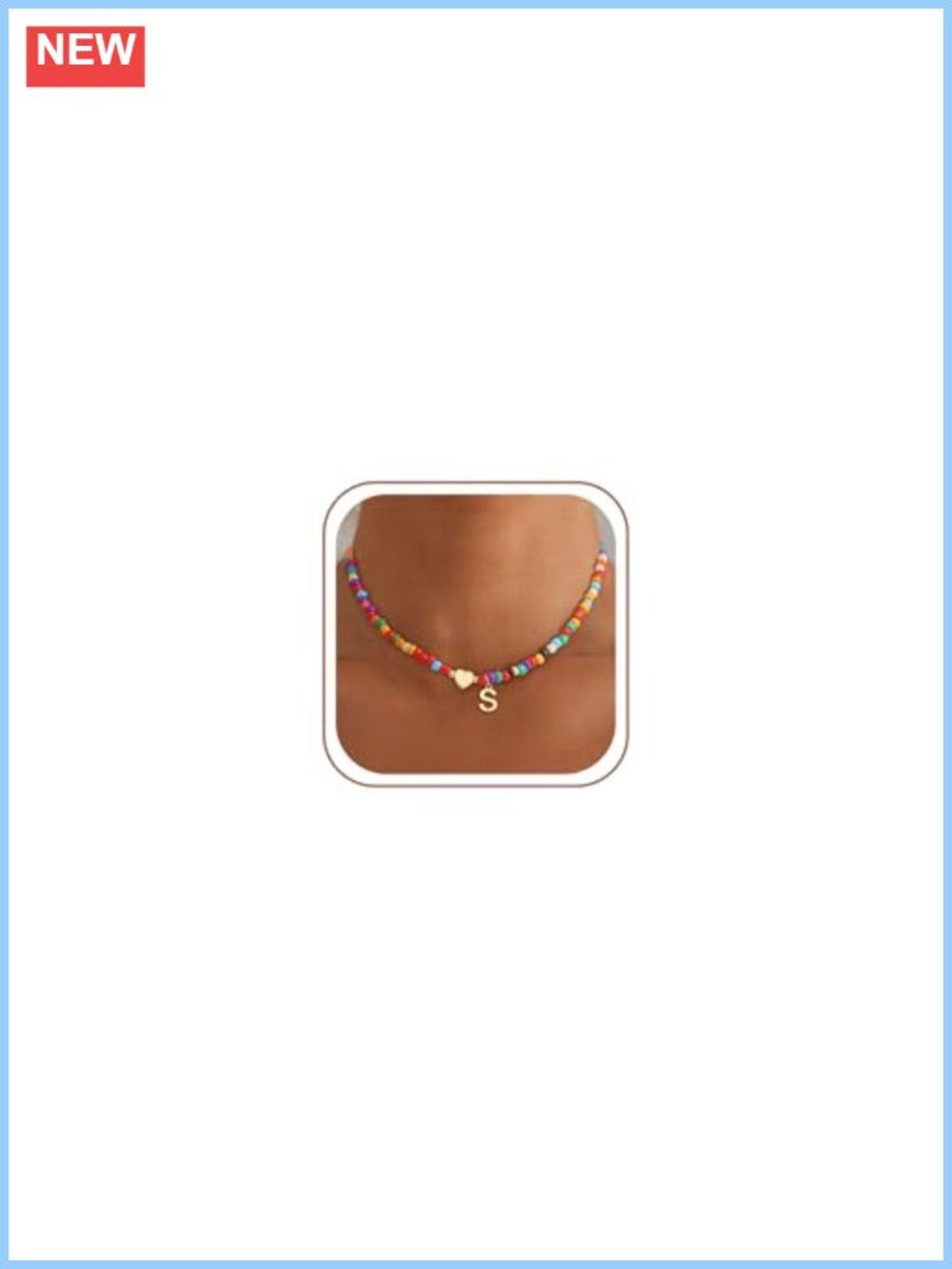 Handmade Initial Pendant Choker Necklace with Turquoise Beads